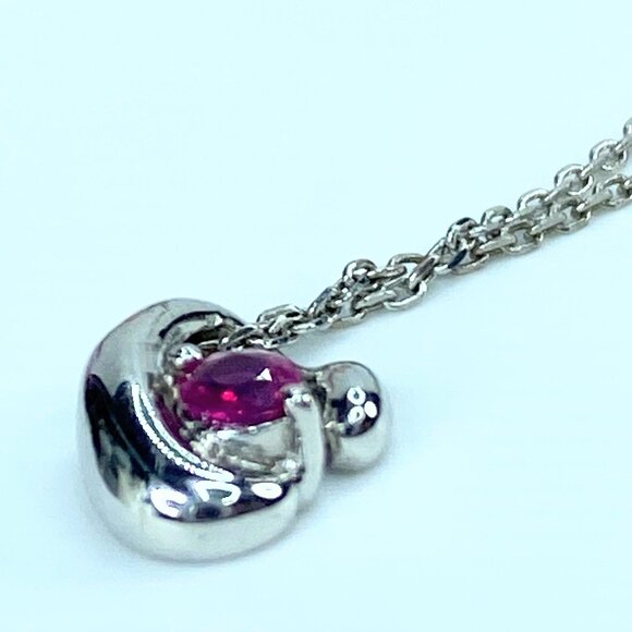 Platinum 0.11ct Natural Round Ruby cable necklace 15.5" 2.7g JR9786